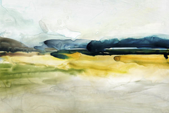 gravura abstrata azul e amarelo