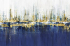 gravura abstrata azul com dourado