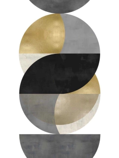 Gravura abstrata Geométrica em tons de dourado e preto