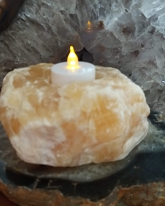Porta-velas de calcita amarela bruta com orgonite - 1,359kg na internet