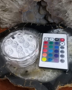 Kit torre de selenita 15cm com base cromoterápica 10 leds + controle remoto na internet