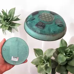 Granada Sagrada Meia Lua - Esmeralda e Flor da Vida 10cm na internet