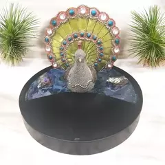 Pavão com Base de Orgonite - Elegância e Energia