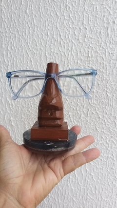 Suporte para óculos com base de orgonite e quartzo azul