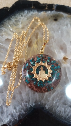 Orgonite pingente cristais radiônicos e gráfico mãe com Buda - motivação e alegria