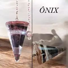 Pêndulo de orgonite 5cm com ônix e pingente bolinha