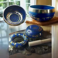Kit Tigela tibetana 9,5cm azul com bastão e almofada na internet