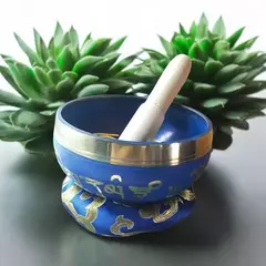 Kit Tigela tibetana 9,5cm azul com bastão e almofada - comprar online