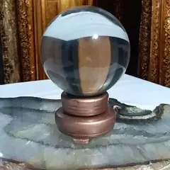 Bola de cristal k9 80mm e suporte giratório de madeira - comprar online