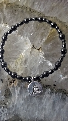 Pulseira hematita magnetizada com pingente Buda 19cm