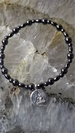 Pulseira hematita magnetizada com pingente Buda 19cm