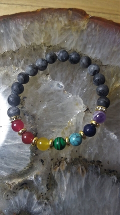 Pulseira 7 chakras com labradorita fosca - 2 modelos - comprar online