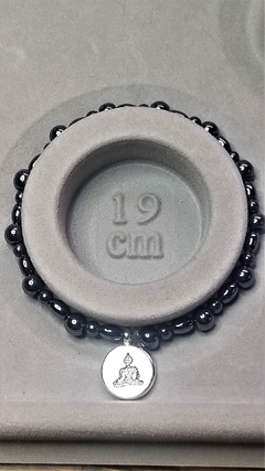 Pulseira hematita magnetizada com pingente Buda 19cm - comprar online