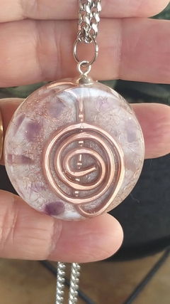 Pingente de orgonite chokurei de cobre corrente aço 3,5mm - comprar online