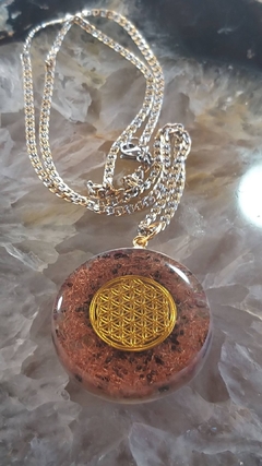Pingente de orgonite Flor da Vida - dupla face - proteção na internet