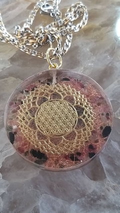 Pingente de orgonite Flor da Vida - dupla face - proteção