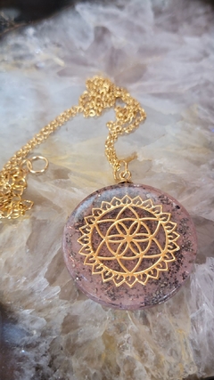 Orgonite pingente Geometria Sagrada 3.8cm Pirita - Vitalidade