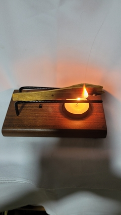 Suporte G madeira ypê para palo santo /sálvia com hastes móveis e porta-velas - Promoção de lançamento - comprar online