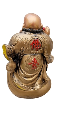 Buda sorridente feng shui - resina 15cm de altura - comprar online