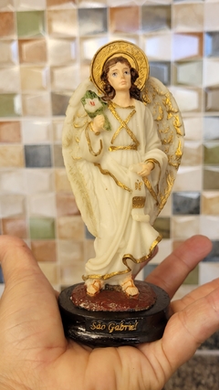 Estátua Arcanjo Gabriel em resina 14,5cm - Raio branco
