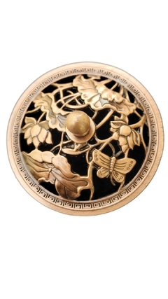 Queimador de Incenso de Metal Tampa Vazada Com Borboleta e Flores 7,8cm - comprar online