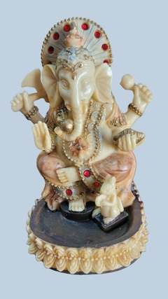 Ganesha em resina cor marfim 9,5cm
