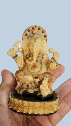 Ganesha em resina cor marfim 9,5cm - comprar online