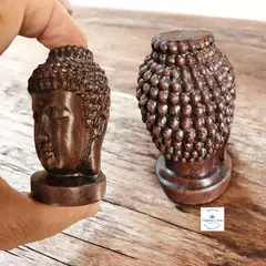 Mini cabeça Buda Tailândes Esculpida em Madeira 6cm - comprar online
