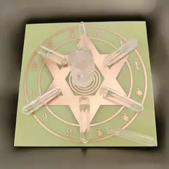 kit cristais mandala reiki + gráfico Emissor Energia Reiki em cobre 14 ou 17cm