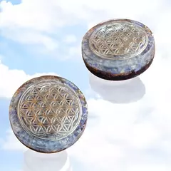 Orgonite Portátil Flor da Vida e Quartzo Azul - Serenidade - comprar online