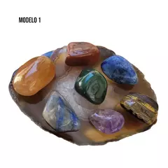 Kit pedras dos 7 chakras M + Placa de Ágata - comprar online
