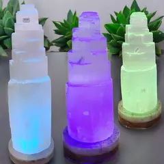 Torre de Selenita 20cm com Base de Orgonite e Cromoterapia: Energize, Decore e Cure - comprar online
