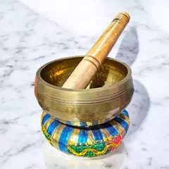 Tigela tibetana cobre martelado - 11cm + bastão + almofada - comprar online