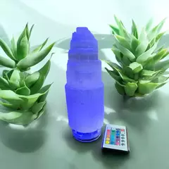 Torre de Selenita com Base Cromoterapia: Energize, Decore e Cure - 2 Tamanhos - comprar online