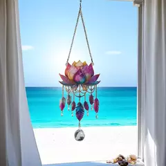 Suncatcher Flor de Lótus com Esfera de Cristal k9 - Harmonia, Luz & Encanto no Seu Espaço - comprar online
