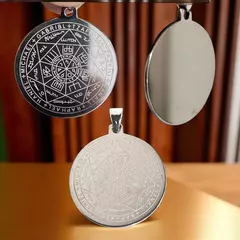 Pingente Amuleto Selo Sete Arcanjos Aço Inox 3cm + Corrente de Aço - 2 Opções - Orgonites e loja de artigos esotéricos