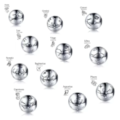 Berloque dos signos prata 925 e zircônia + pulseira de prata 925 de 3 ou 6mm - comprar online