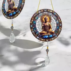 Suncatcher Buda 20cm Estilo Vitral - Tranquilidade e Luz para o Seu Ambiente! na internet
