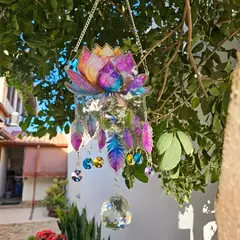 Suncatcher Flor de Lótus com Esfera de Cristal k9 40mm - 3 modelos - Orgonites e loja de artigos esotéricos