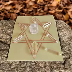 kit cristais mandala reiki + gráfico Hexagrama em cobre 14x14