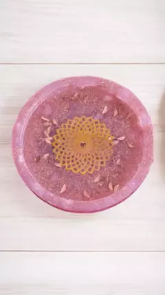 Porta-Copos de Orgonite Mandala 81mm Quartzo Rosa - Amor