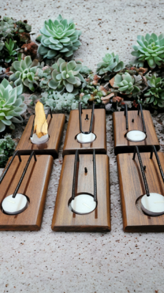 Suporte G madeira ypê para palo santo /sálvia com hastes móveis e porta-velas - Promoção de lançamento
