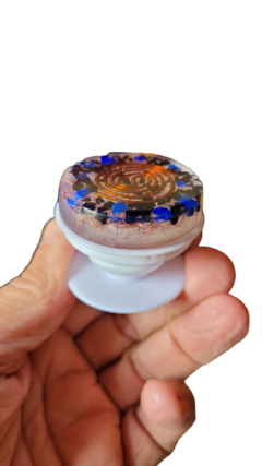 Orgonite pop socket suporte celular com turmalina negra e lápis-lazúli - comprar online