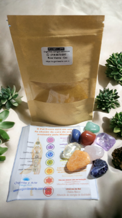 Kit pedras chakras P com folheto do Pai Nosso - tamanho P - 60 à 70g - 8 pedras