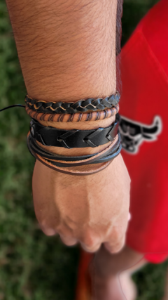 Kit 3 Pulseiras Couro Legítimo Ajustável - Escolha o modelo - Orgonites e loja de artigos esotéricos