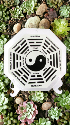 Baguá talismã Yin/Yang em vidro 9cm