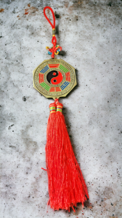 Baguá Feng Shui octogonal com espelho e yin/yang 7cm - metal
