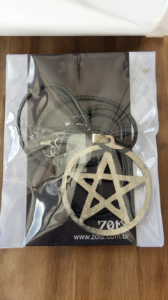 Pingente Amuleto Pentagrama com colar couro sintético 60cm - comprar online