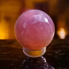 Esfera de quartzo rosa 4,8cm com suporte - 157g - Amor na internet