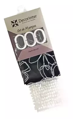 Set Cortina de Baño + Alfombra + Gancho - OnLineTextil